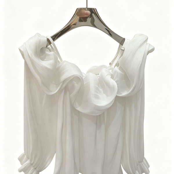 White Long Puff Sleeve Off Shoulder Top